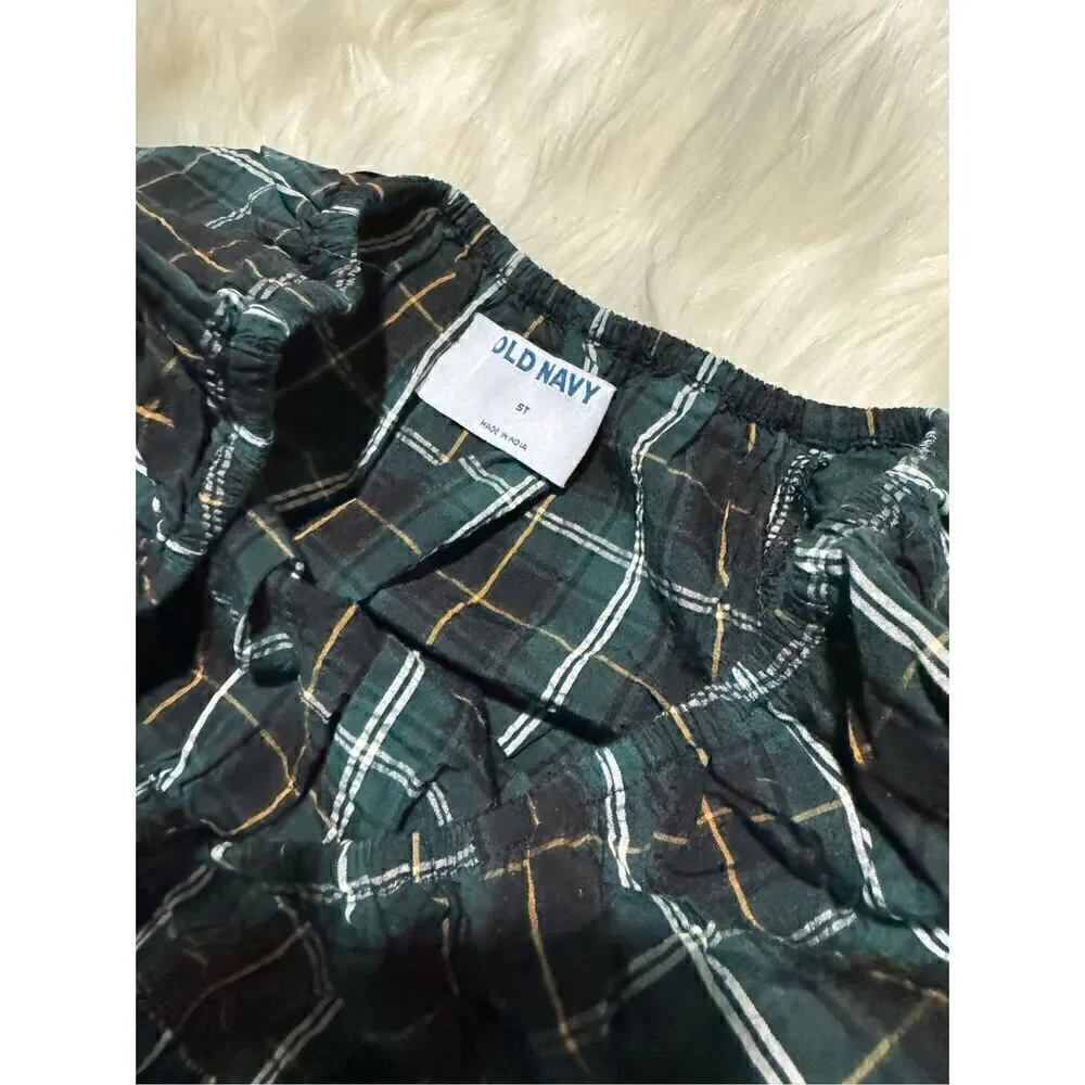Old Navy NWT 5T green plaid short sleeve dress